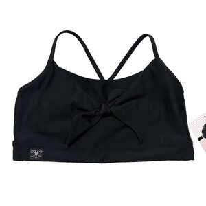 NWT Kandi Kouture Dancewear Dance Top Sports Bra Black Bow Teen Large TL 8/9 New